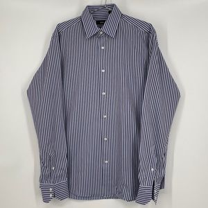 Blue & Brown Striped Hugo Boss Button Down